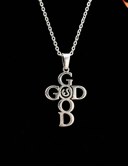 Siler God Is Good Christian necklace with cross-inspired pendant