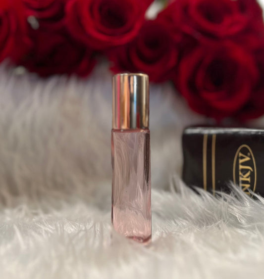Pink glass anointing oil roller bottle by Decree Candle Co