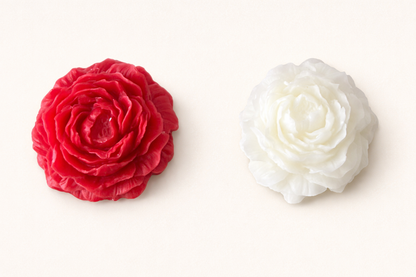 Handcrafted small peony shaped scented wax melt by Decree Candle Co.